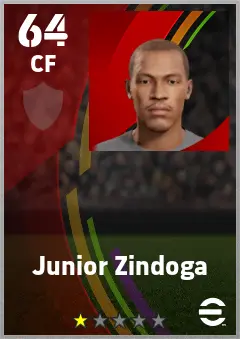 Junior Zindoga eFootball 2026 player card — 64 OVR CF