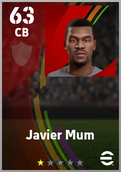 Javier Mum eFootball 2026 player card — 63 OVR CB