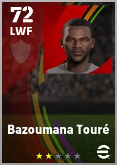 Bazoumana Toure eFootball 2026 player card — 72 OVR LWF