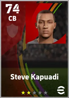 Steve Kapuadi eFootball 2026 player card — 74 OVR CB