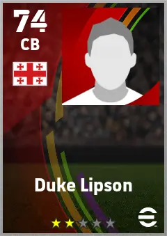 Duke Lipson eFootball 2026 player card — 74 OVR CB