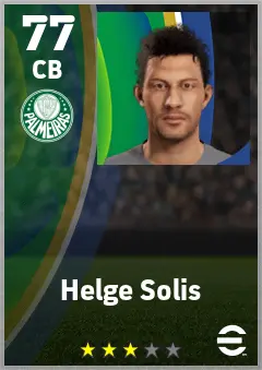 Helge Solis eFootball 2026 player card — 77 OVR CB