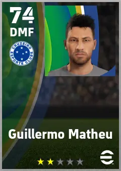 Guillermo Matheu eFootball 2026 player card — 74 OVR DMF