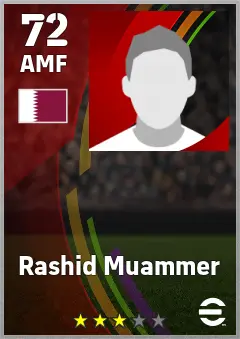 Rashid Muammer eFootball 2026 player card — 72 OVR AMF