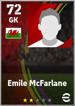 Emile McFarlane eFootball 2026 player card — 72 OVR GK