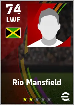 Rio Mansfield eFootball 2026 player card — 74 OVR LWF