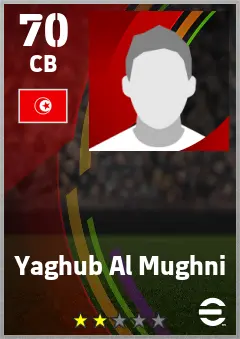 Yaghub Al Mughni eFootball 2026 player card — 70 OVR CB