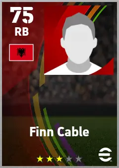 Finn Cable eFootball 2026 player card — 75 OVR RB