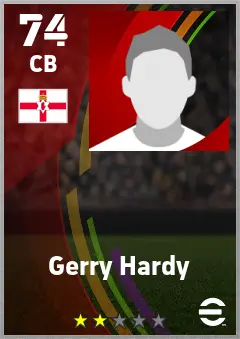 Gerry Hardy eFootball 2026 player card — 74 OVR CB