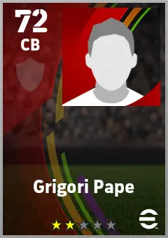 Grigori Pape eFootball 2026 player card — 72 OVR CB