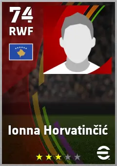 Ionna Horvatincic eFootball 2026 player card — 74 OVR RWF