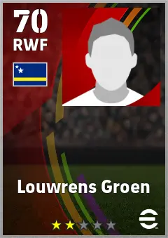Louwrens Groen eFootball 2026 player card — 70 OVR RWF
