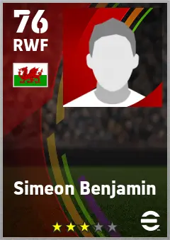Simeon Benjamin eFootball 2026 player card — 78 OVR RMF