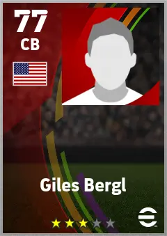 Giles Bergl eFootball 2026 player card — 76 OVR CB