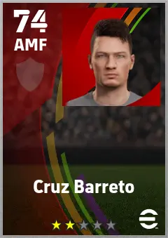Cruz Barreto eFootball 2026 player card — 74 OVR AMF
