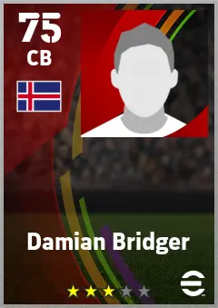 Damian Bridger eFootball 2026 player card — 75 OVR CB