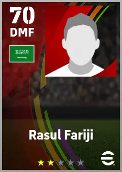Rasul Fariji eFootball 2026 player card — 70 OVR DMF