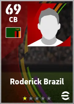 Roderick Brazil eFootball 2026 player card — 69 OVR CB