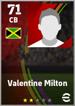 Valentine Milton eFootball 2026 player card — 71 OVR CB