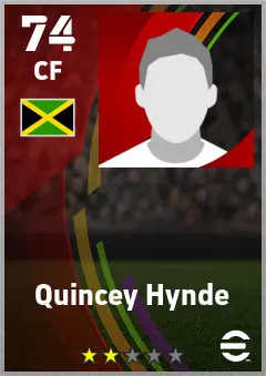 Quincey Hynde eFootball 2026 player card — 74 OVR CF