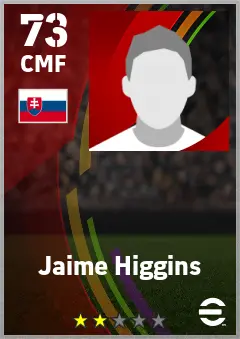 Jaime Higgins eFootball 2026 player card — 73 OVR CMF