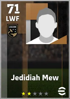 Jedidiah Mew eFootball 2026 player card — 71 OVR LWF