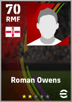 Roman Owens eFootball 2026 player card — 70 OVR RMF