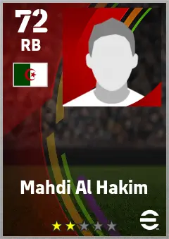 Mahdi Al Hakim eFootball 2026 player card — 72 OVR RB