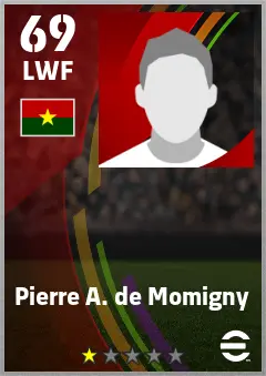 Pierre A. de Momigny eFootball 2026 player card — 69 OVR LWF