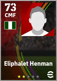 Eliphalet Henman eFootball 2026 player card — 73 OVR CMF