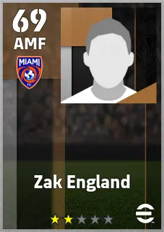 Zak England eFootball 2026 player card — 69 OVR AMF
