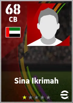 Sina Ikrimah eFootball 2026 player card — 68 OVR CB