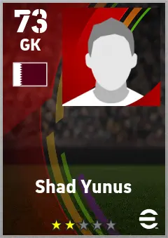 Shad Yunus eFootball 2026 player card — 73 OVR GK