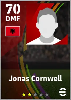 Jonas Cornwell eFootball 2026 player card — 70 OVR DMF