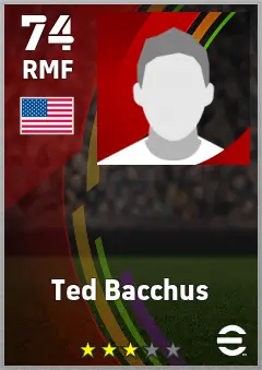 Ted Bacchus eFootball 2026 player card — 74 OVR RMF