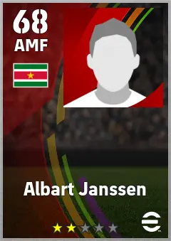 Albart Janssen eFootball 2026 player card — 68 OVR AMF