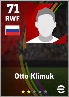 Otto Klimuk eFootball 2026 player card — 71 OVR RWF