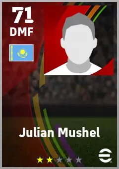 Julian Mushel eFootball 2026 player card — 71 OVR DMF