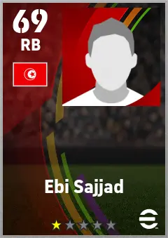 Ebi Sajjad eFootball 2026 player card — 69 OVR RB
