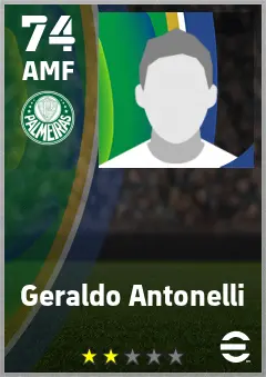 Geraldo Antonelli eFootball 2026 player card — 74 OVR AMF