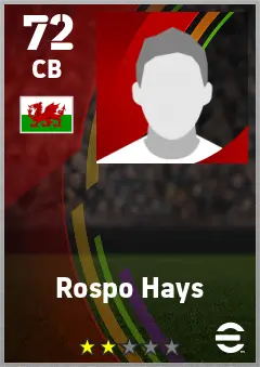 Rospo Hays eFootball 2026 player card — 72 OVR CB