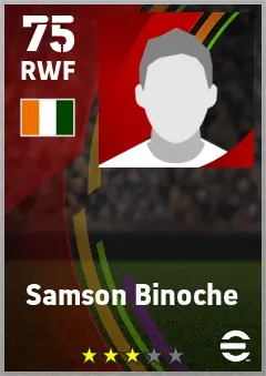 Samson Binoche eFootball 2026 player card — 75 OVR RWF