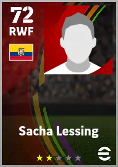 Sacha Lessing eFootball 2026 player card — 72 OVR RWF