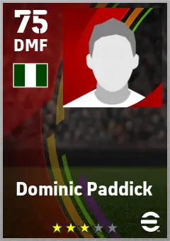 Dominic Paddick eFootball 2026 player card — 75 OVR DMF