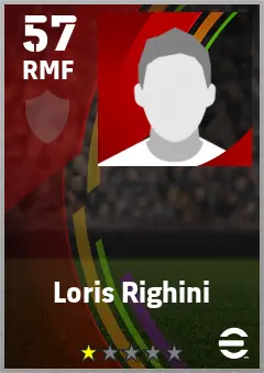 Loris Righini eFootball 2026 player card — 57 OVR RMF