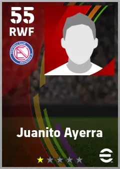 Juanito Ayerra eFootball 2026 player card — 55 OVR RWF