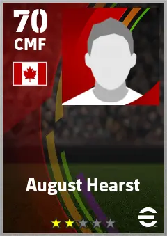 August Hearst eFootball 2026 player card — 70 OVR CMF