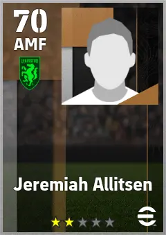 Jeremiah Allitsen eFootball 2026 player card — 70 OVR AMF