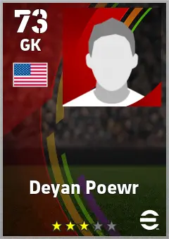 Deyan Poewr eFootball 2026 player card — 73 OVR GK