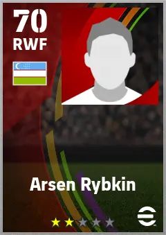 Arsen Rybkin eFootball 2026 player card — 70 OVR RWF
